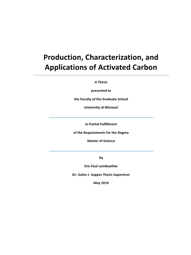 Production, Characterization, and Applications of Activated Carbon