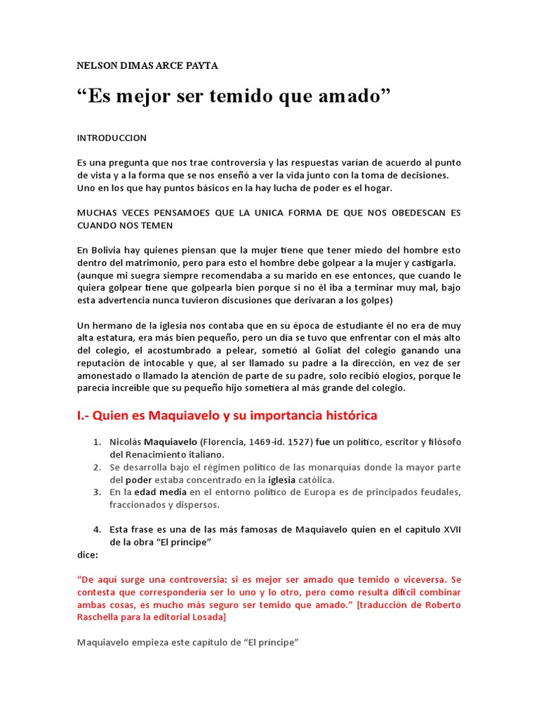 Es mejor ser temido que amado PDF