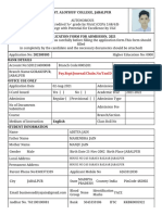 St. Aloysius' College admission form