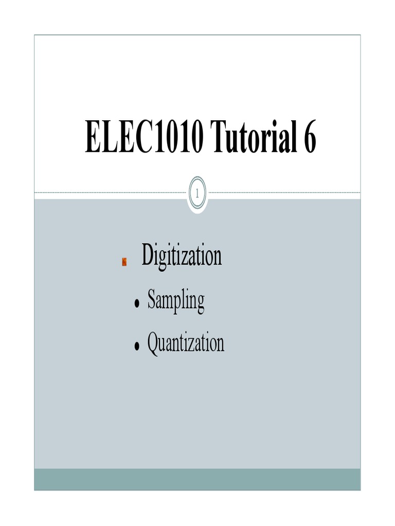 Digitization of Signals An Introduction to Sampling and Quantization