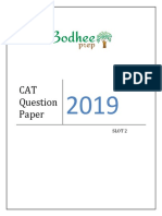 CAT 2019 OFFICIAL Question Paper Solution Slot 2 Bodheeprep