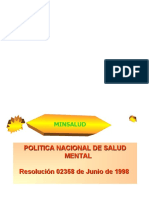 Política Nacional de Salud Mental Colombia