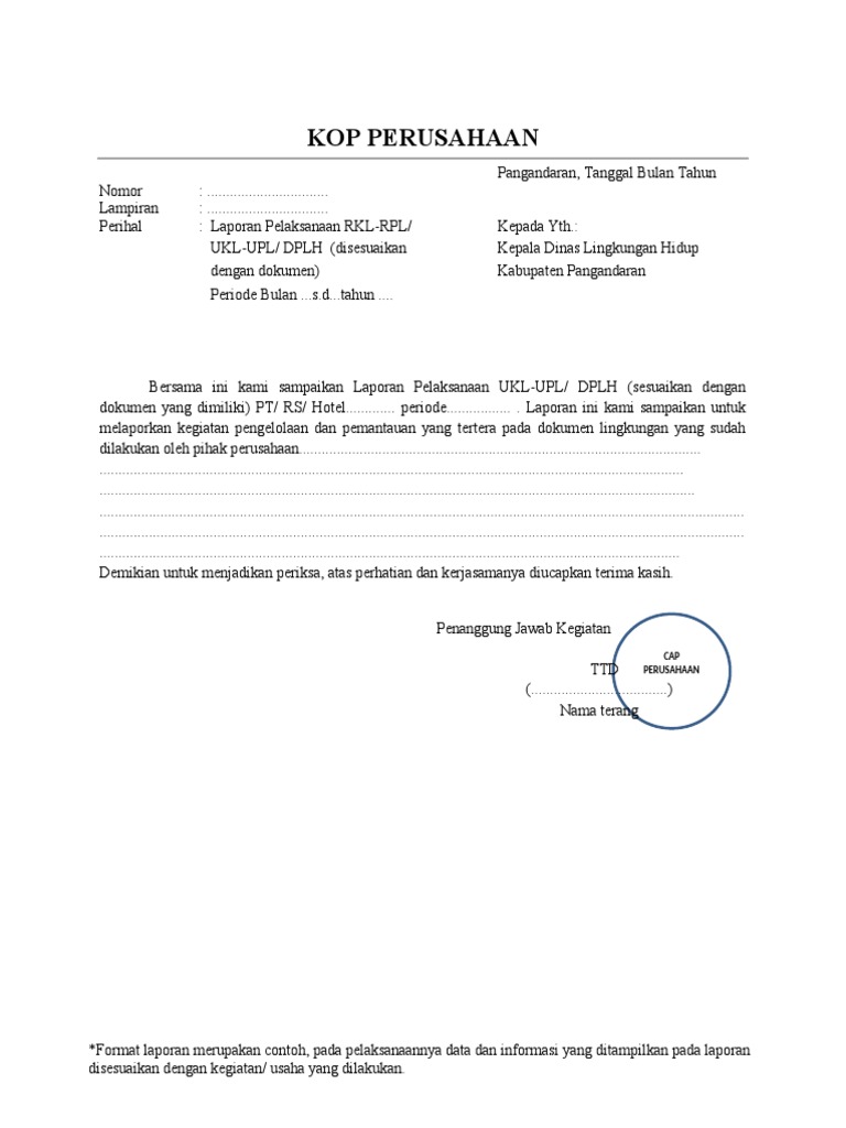 Format Laporan RKL-RPL Terbaru | PDF