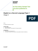English As A Second Language Stage 9 Sample Paper 1 - tcm143-595849