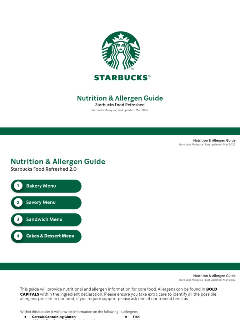 Starbucks Nutrition & Allergen Guide Food Refreshed Mar22 PDF