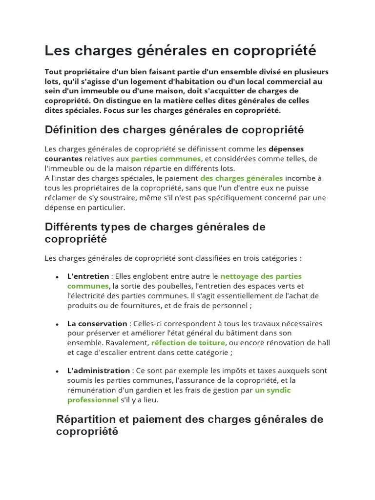 Les Charges de Copropriété - Suite Et Fin | PDF | Condominium | Immobilier