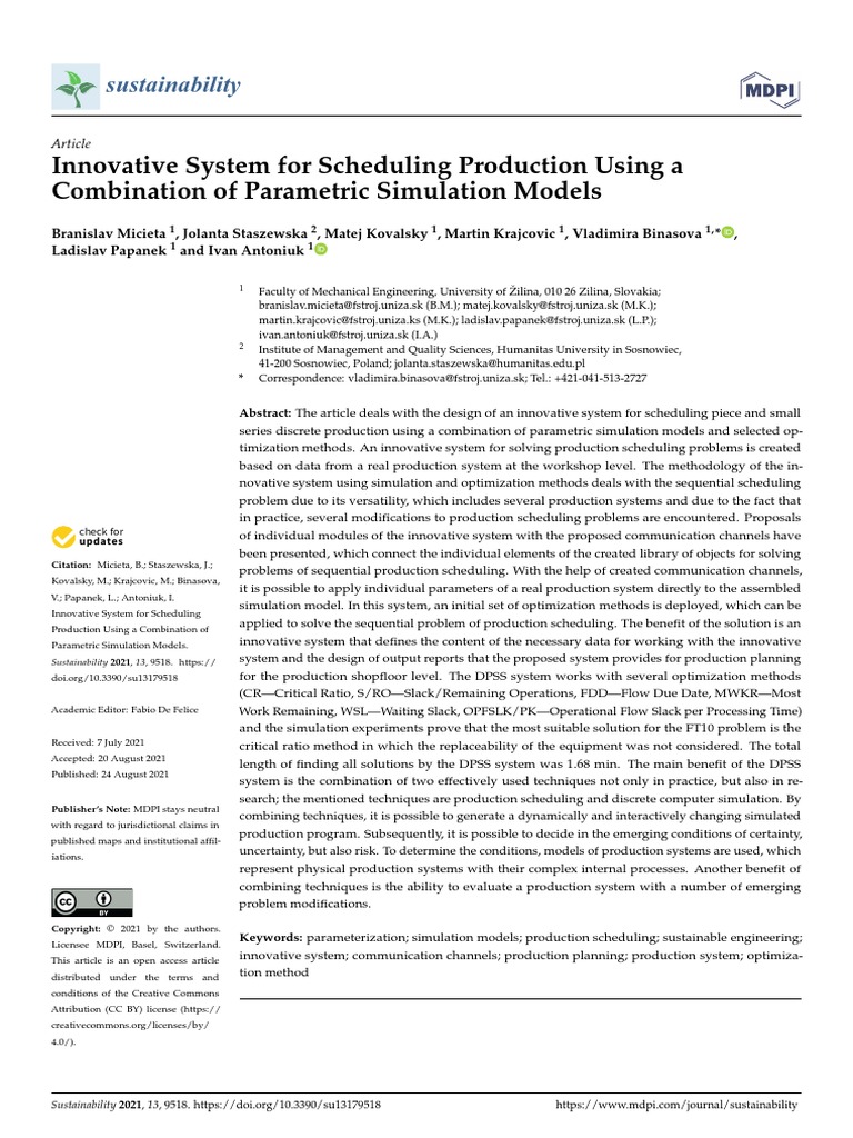 Innovative System For Scheduling Production Using A Combination of ...