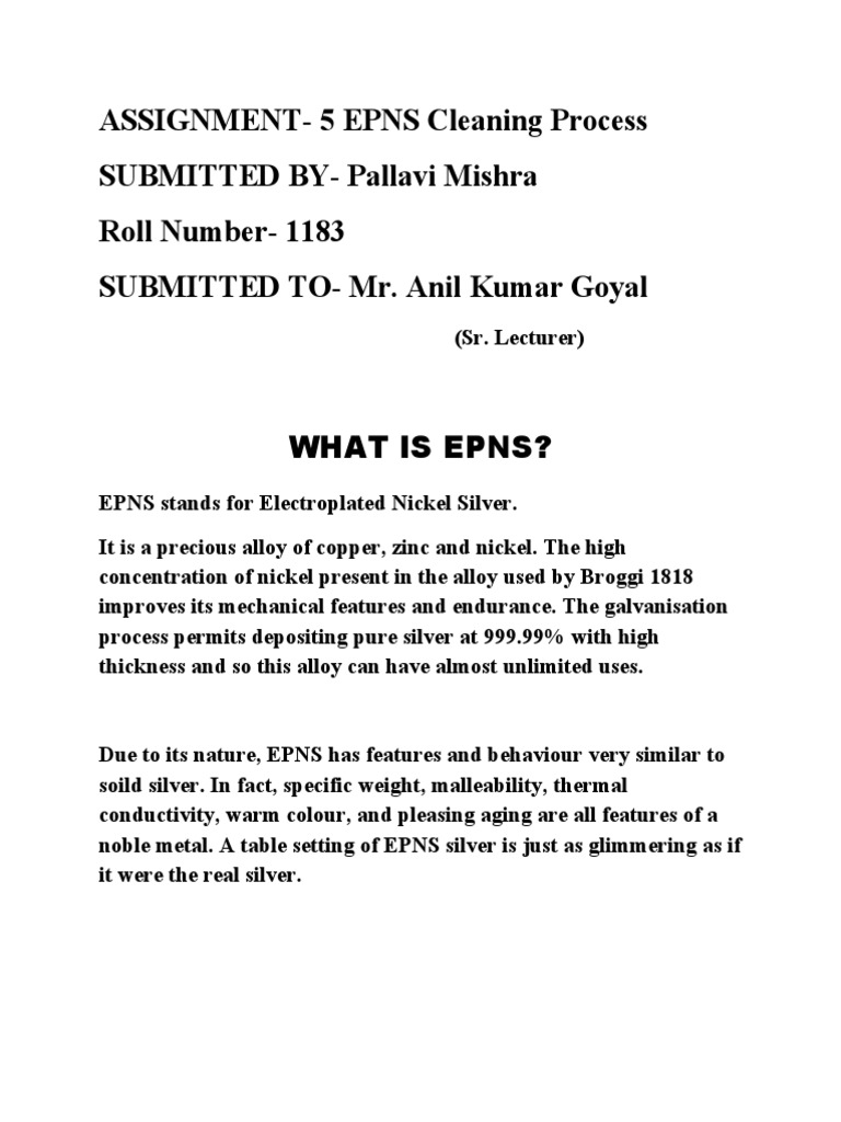 CLEANING EPNS SILVER 5 METHODS PDF Silver Sodium Bicarbonate
