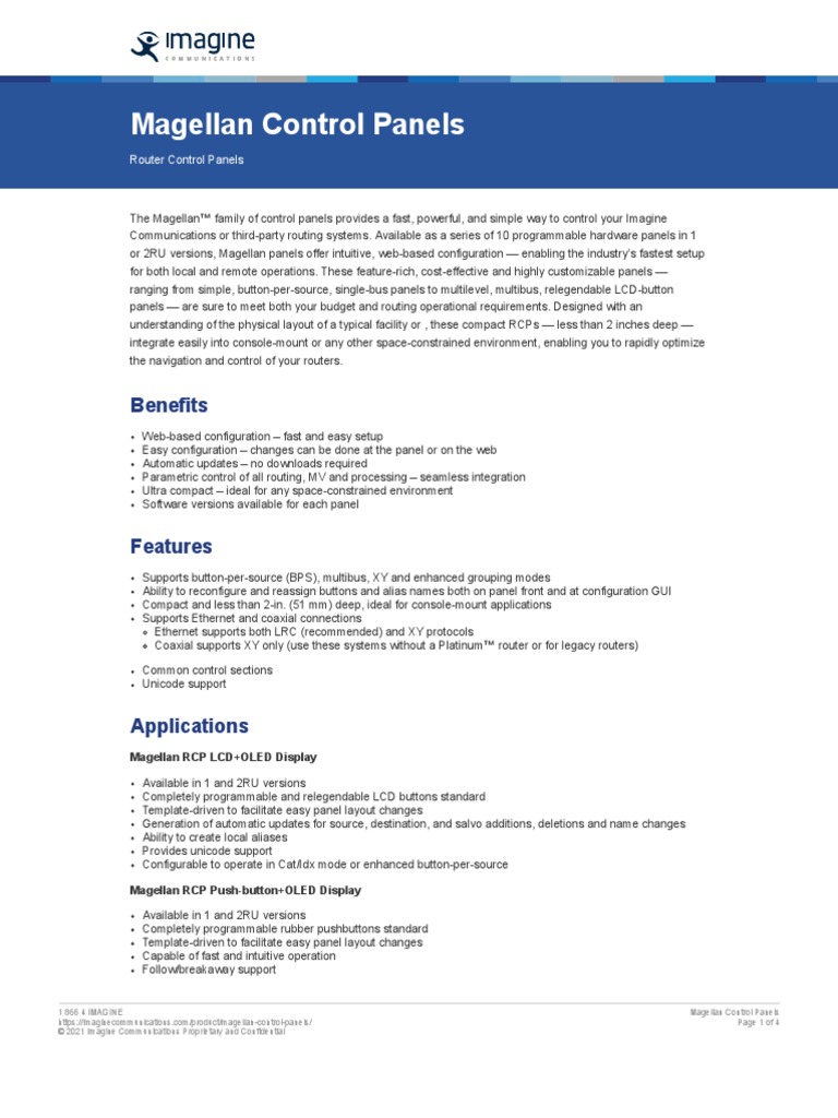Magellan Control Panels Overview | PDF | Ethernet | Liquid Crystal Display