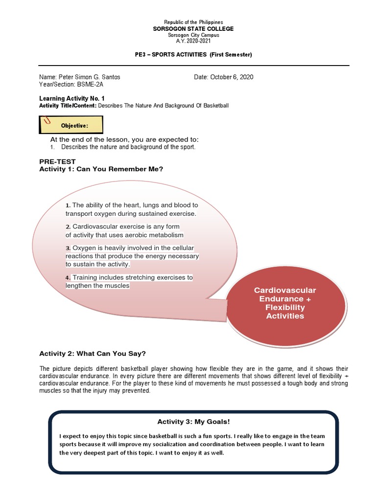 PE3-Worksheet (LA No. 1) | PDF | Flexibility (Anatomy) | Circulatory System