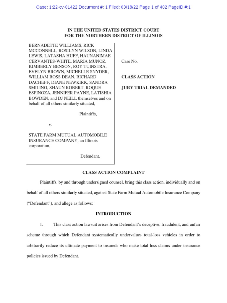 State Farm Lawsuit PDF Insurance Real Estate Appraisal