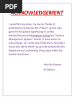 Acknowledgement: Niharika Sharma XII Science