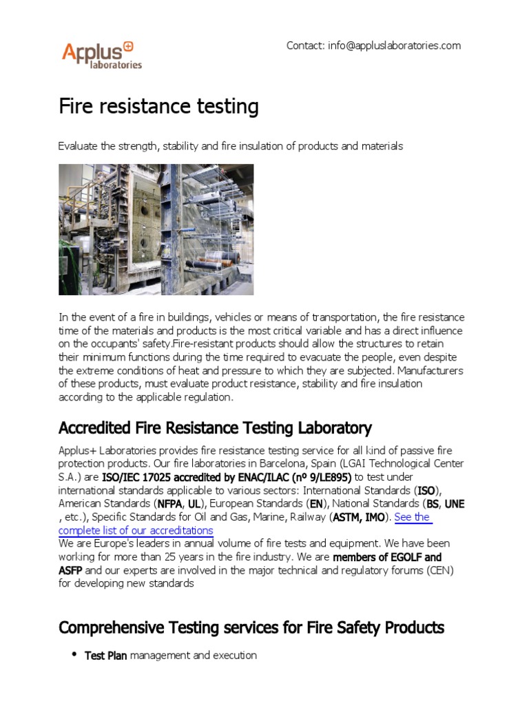 Accredited Fire Resistance Testing Laboratory | PDF | Duct (Flow ...