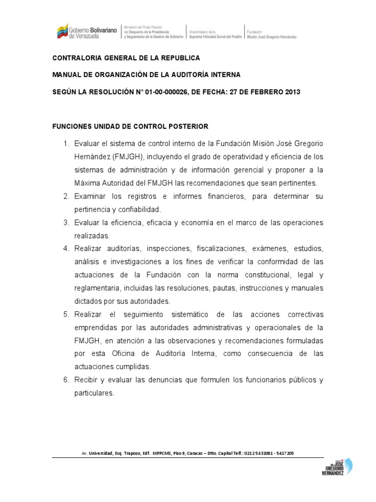 Funciones Unidad de Control Posterior | PDF | Auditoría | Gobierno