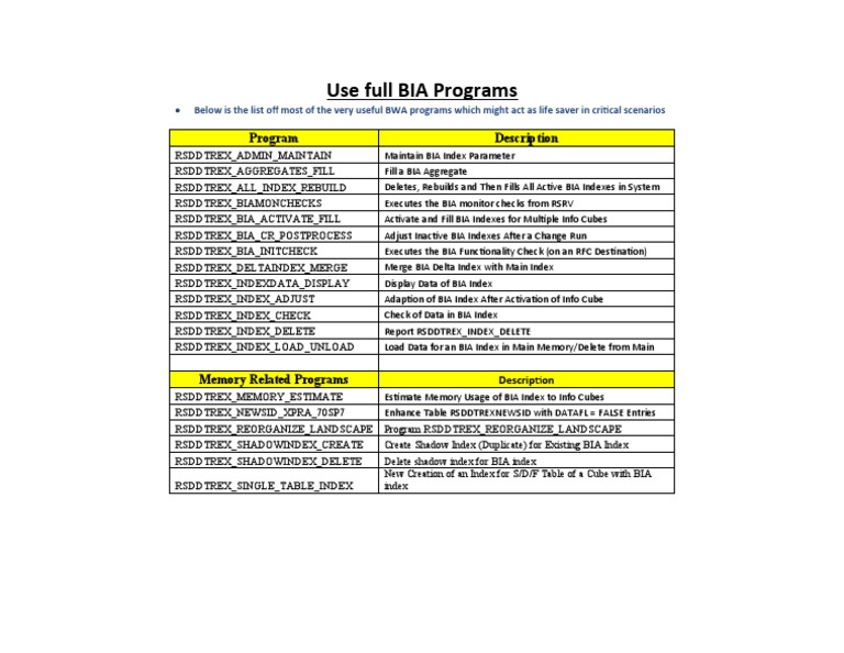 Essential BIA Programs Overview | PDF