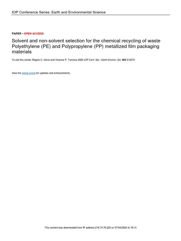 Solvent and NonSolvent Selection For The Chemical PDF Solubility