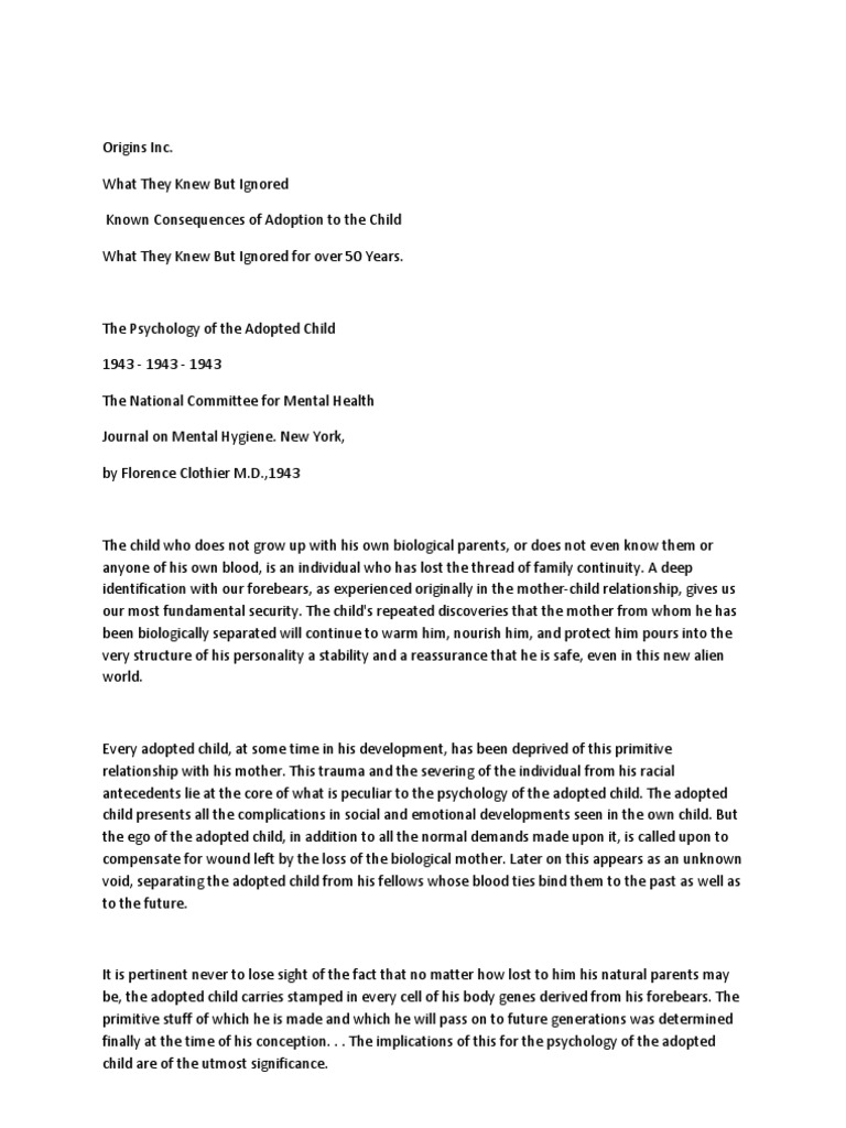 055 - Known Consequences of Adoption To The Child | PDF | Adoption ...