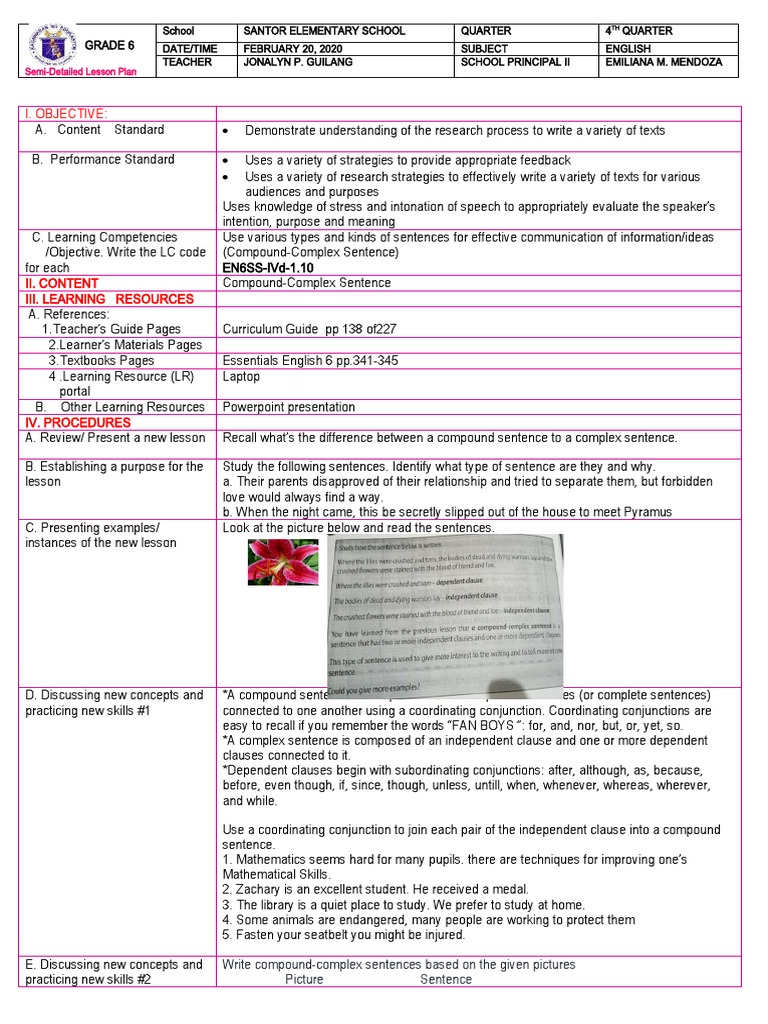 ENGLISH COT 1st To 4th Quarter PDF Sentence (Linguistics) English