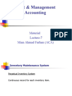 Cost & Management Accounting: Material Lecture-7 Mian Ahmad Farhan (ACA)