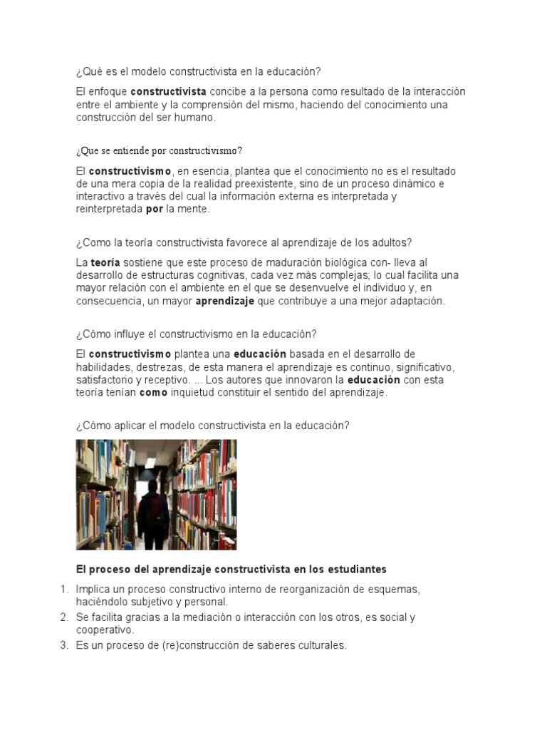 Qué es el modelo constructivista en la educación | PDF ...