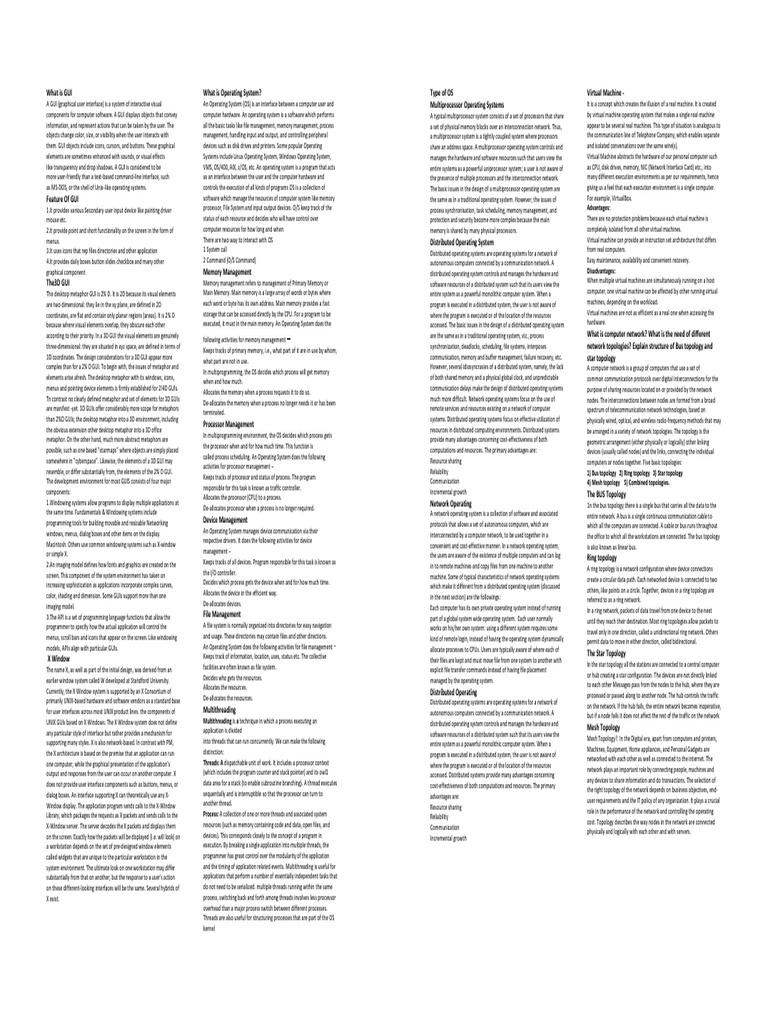 OS Notes Done | PDF | Computer Network | Operating System
