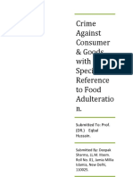 Crime Against Consumer & Goods With Special Reference To Food Adulteratio N