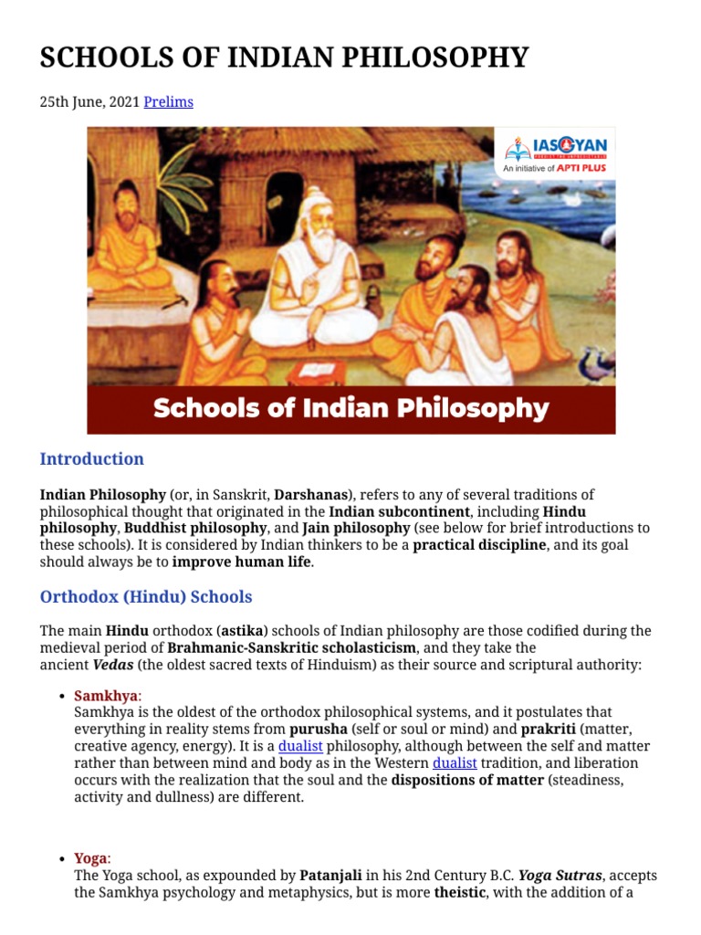 Overview of Indian Philosophical Schools | PDF