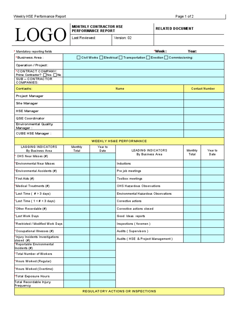 Weekly HSE Performance Overview | PDF | Employment | Disability