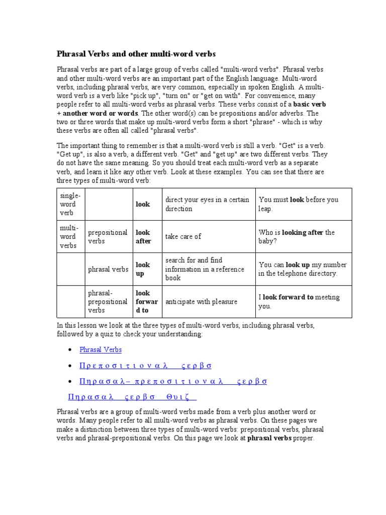Phrasal Verbs and Other Multi-Word Verbs | PDF | Phrase | Preposition ...