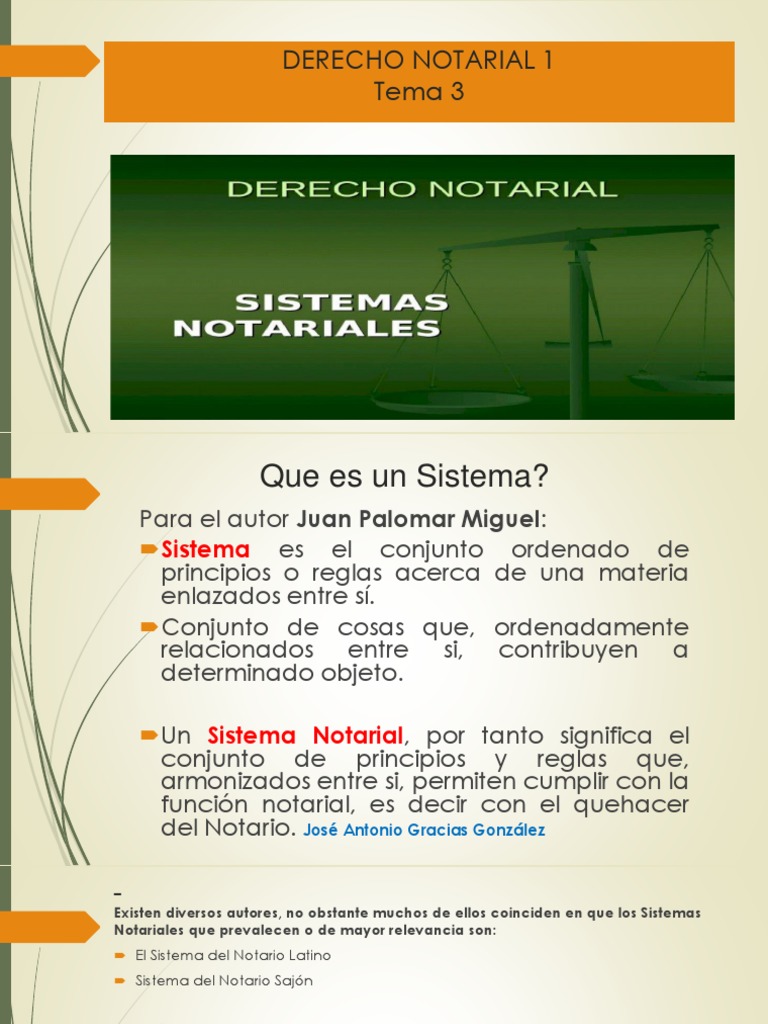 Presentación TEMA 3 Sistemas Notariales PDF Justicia Crimen y