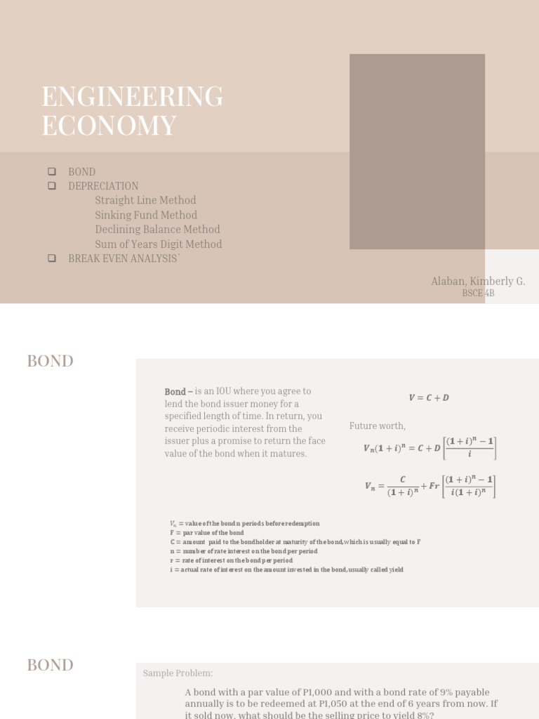 Engineering Economy Part 3 | PDF | Bonds (Finance) | Depreciation