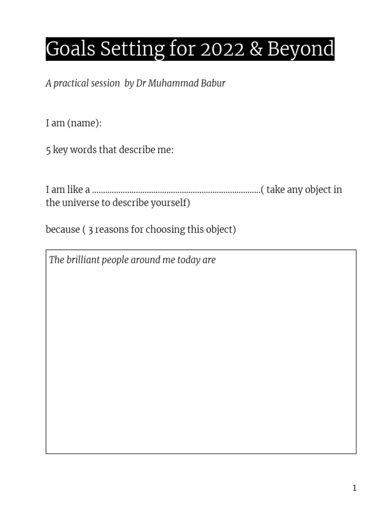 Setting Goals 2022 & Beyond PDF