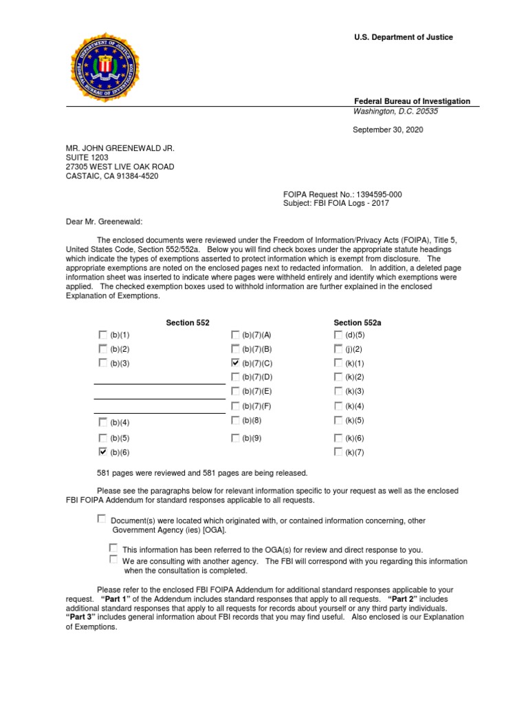 Foiacaselogs FBI 2017 PDF Criminal Record Freedom Of Information Act (United States) image pic