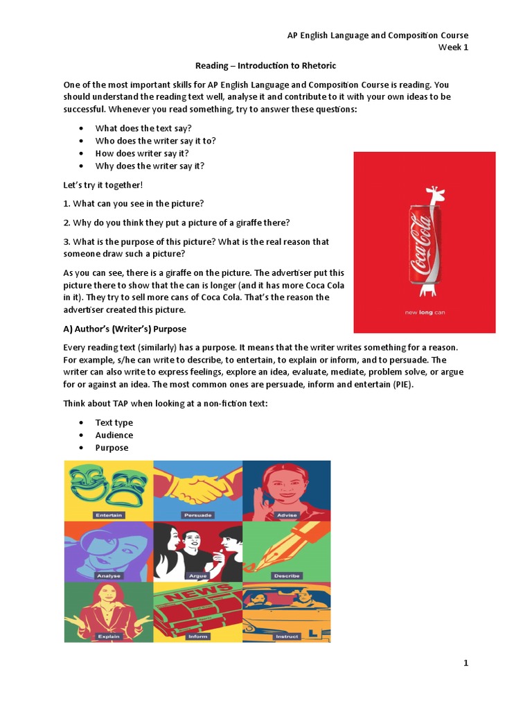 Reading - Introduction To Rhetoric | PDF | Writers | Tone (Linguistics)