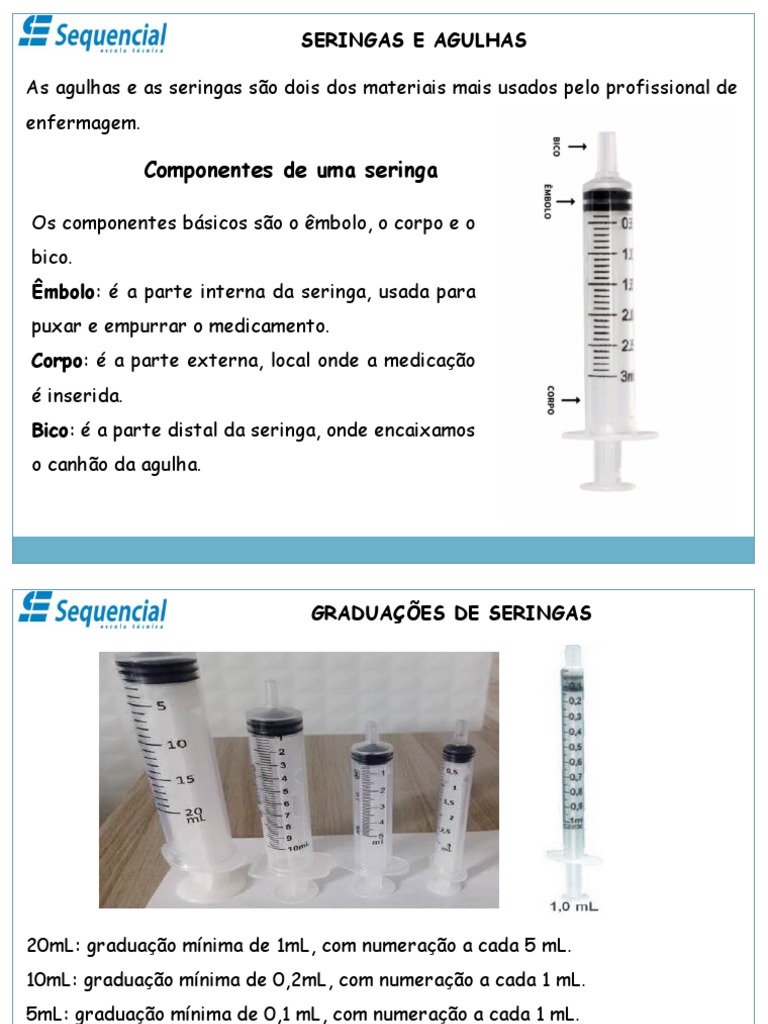 Tipos e Graduações de Seringas e Agulhas | PDF | Agulha de costura ...