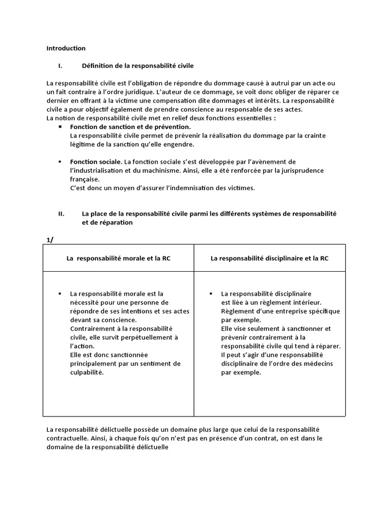 Responsabilité civile : définitions et enjeux | PDF | Loi criminelle ...