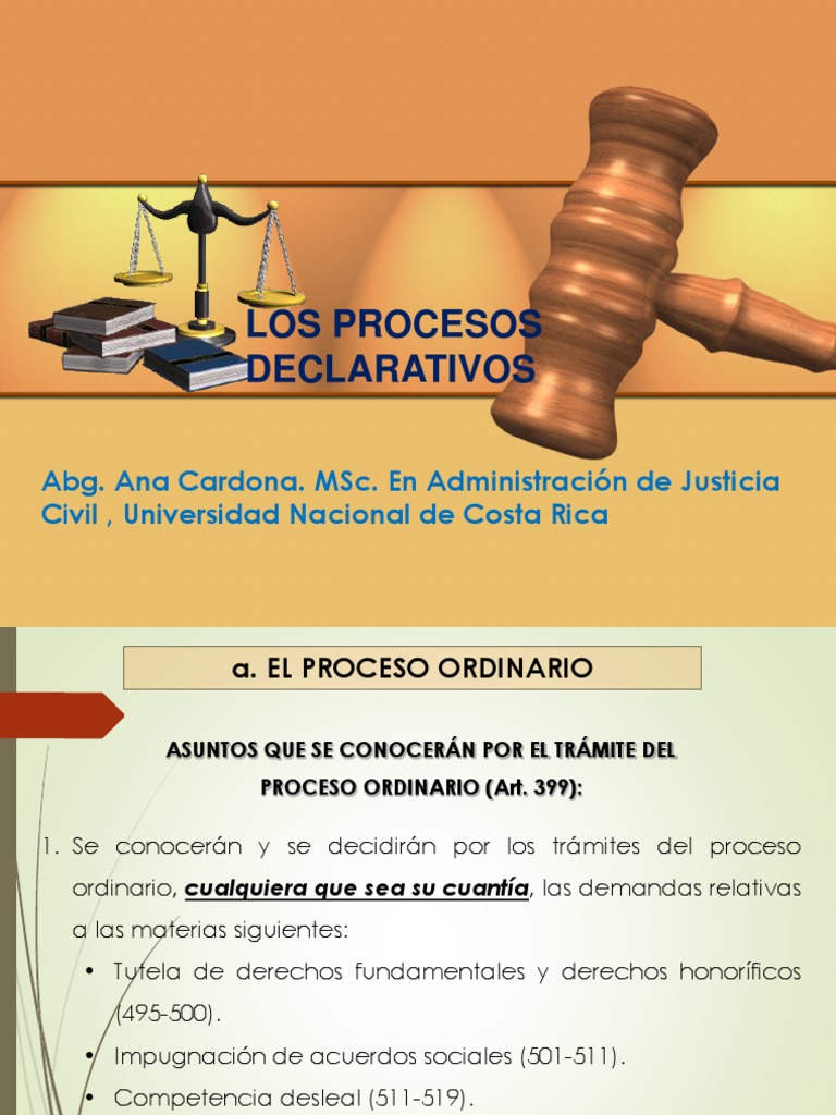 Los Procesos Declarativos Honduras/ Derecho Procesal Civil | PDF