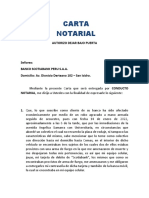 Carta notarial para solicitar explicación y devolución de dinero robado de cuenta bancaria