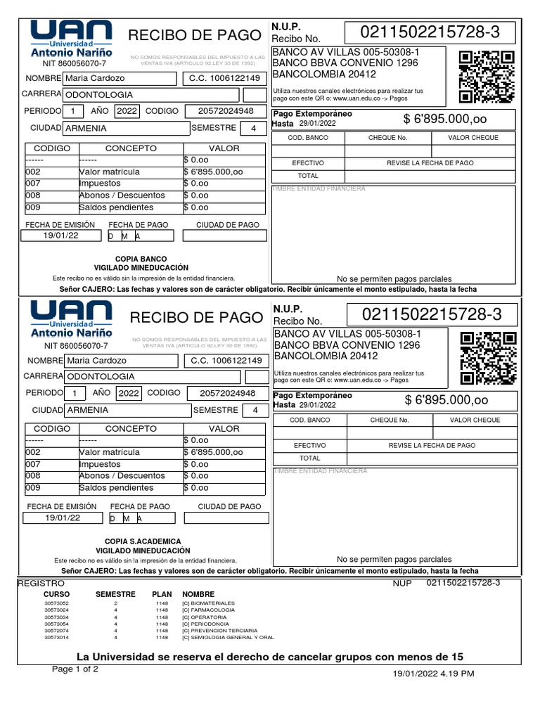 Recibo Pago | PDF | Bancos | Dinero