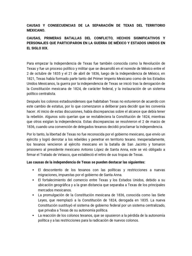 Causas y Consecuencias de La Separación