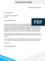 27 Modelo de Carta de Renuncia Laboral