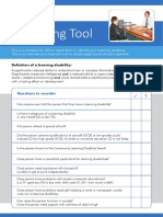 Screening Tool: Definition of A Learning Disability