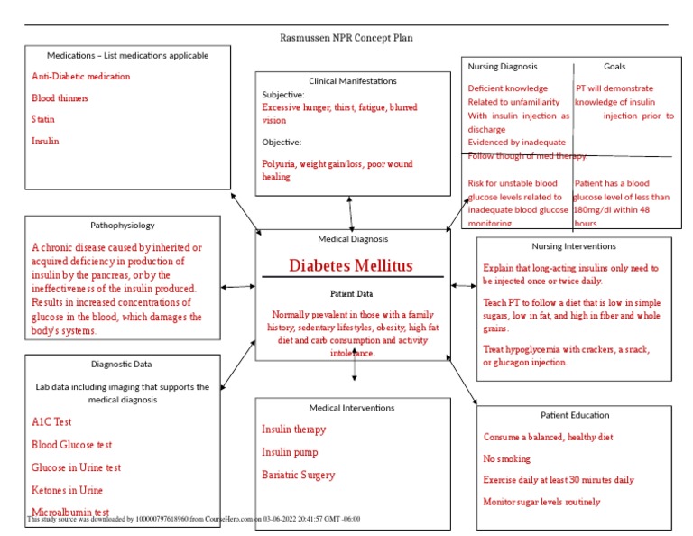 Diabetes Mellitus: Rasmussen NPR Concept Plan | PDF | Insulin | Medicine