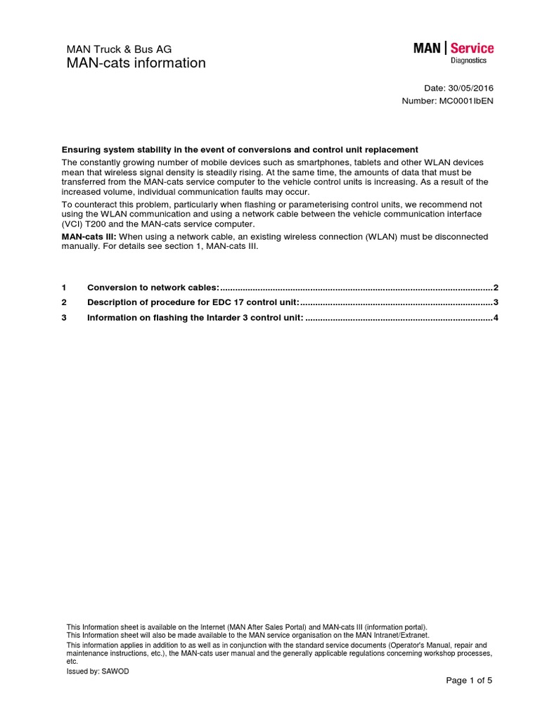 MAN-cats III: Control Unit Procedures | PDF