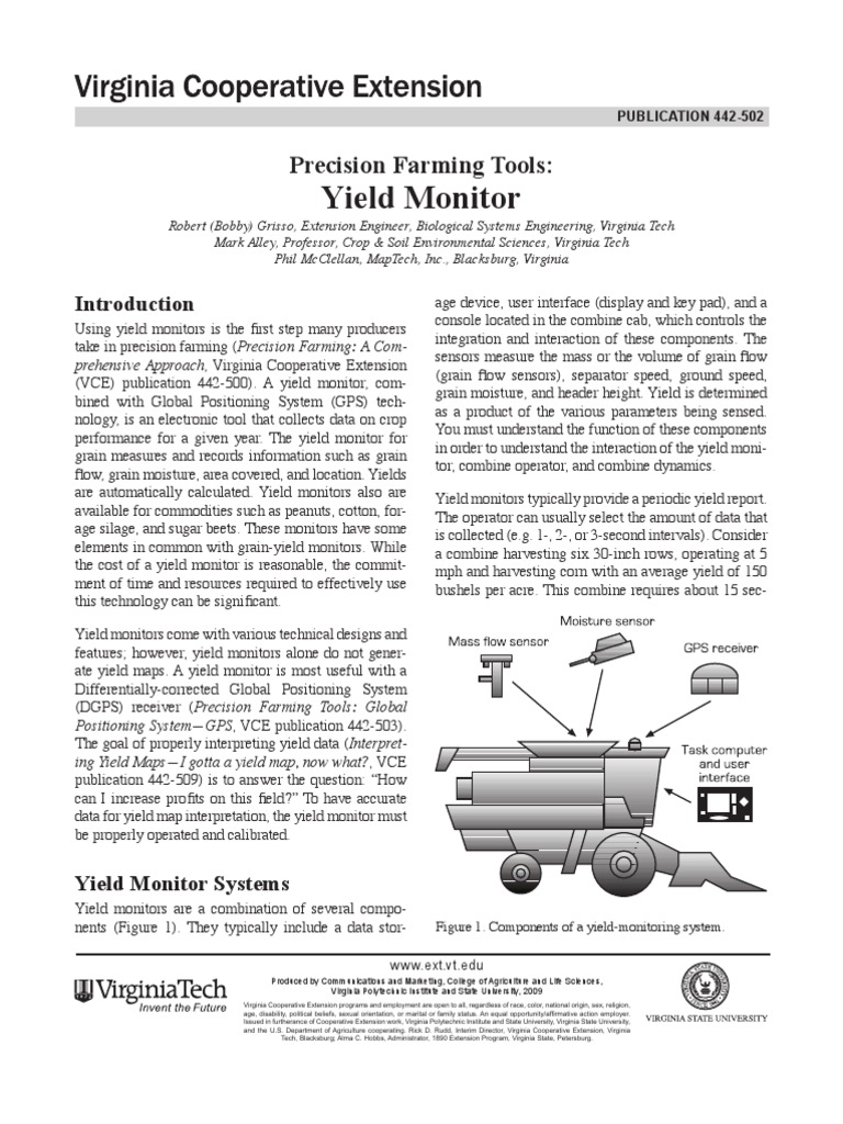 Yield Monitor Systems in Precision Farming | PDF | Calibration | Elevator