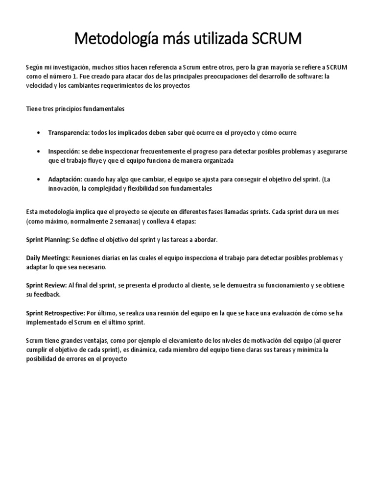 Metodología SCRUM en Desarrollo Ágil | PDF | Scrum (desarrollo de ...