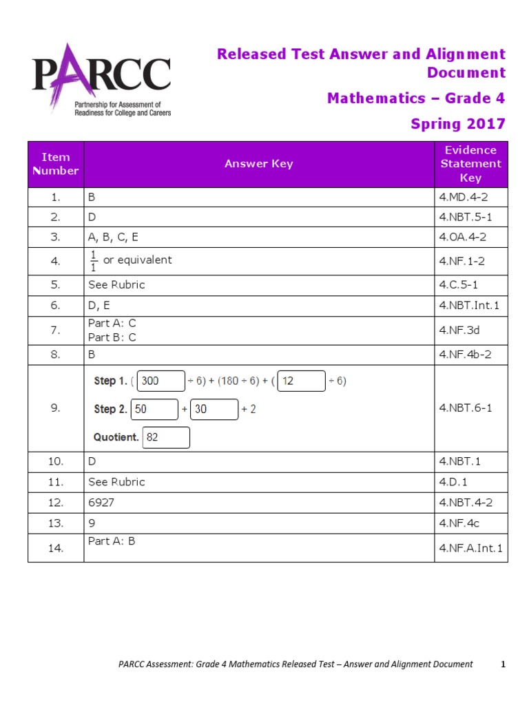 Answer Key 4th Grade | PDF | Numbers | Rubric (Academic)