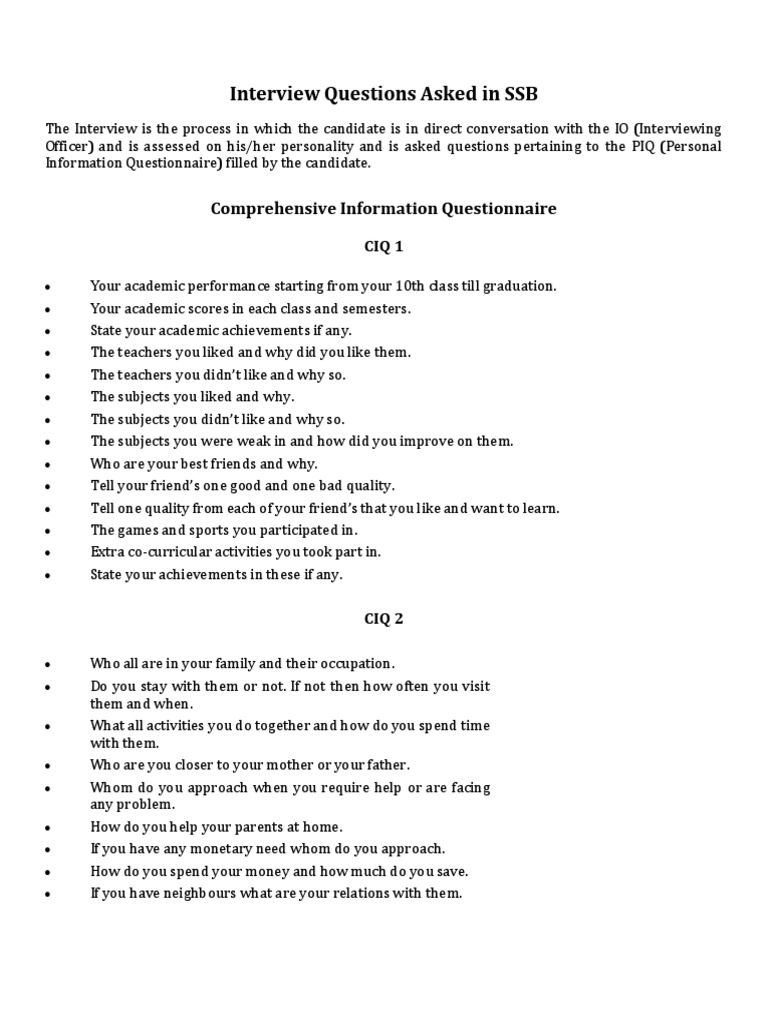 Comprehensive Information Questionnaire | PDF | Psychology | Cognition