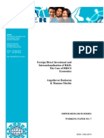 Foreign Direct Investment and Internationalization of R&D: The Case of BRICS Economics