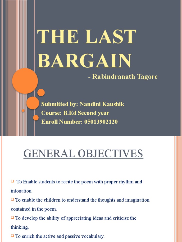 The Last Bargain PDF Poetry Rabindranath Tagore